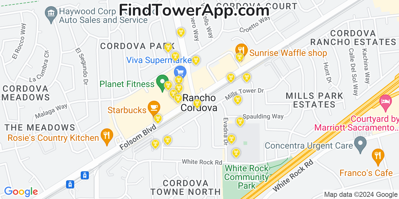 T-Mobile 4G/5G cell tower coverage map Rancho Cordova, California