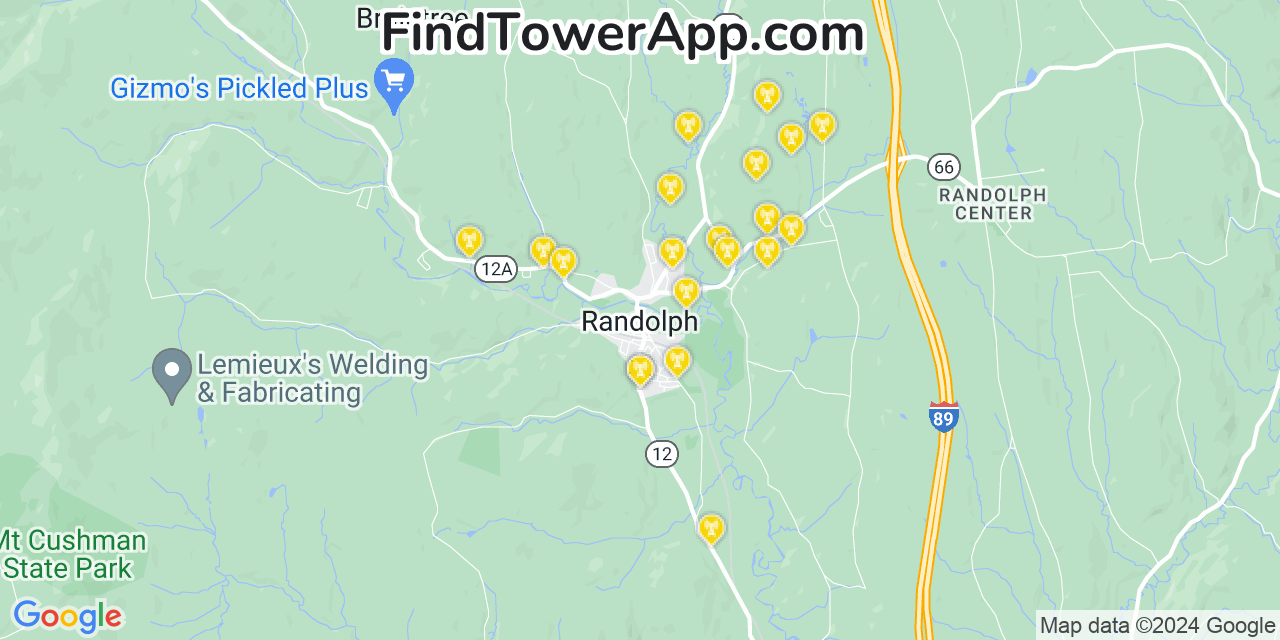 T-Mobile 4G/5G cell tower coverage map Randolph, Vermont