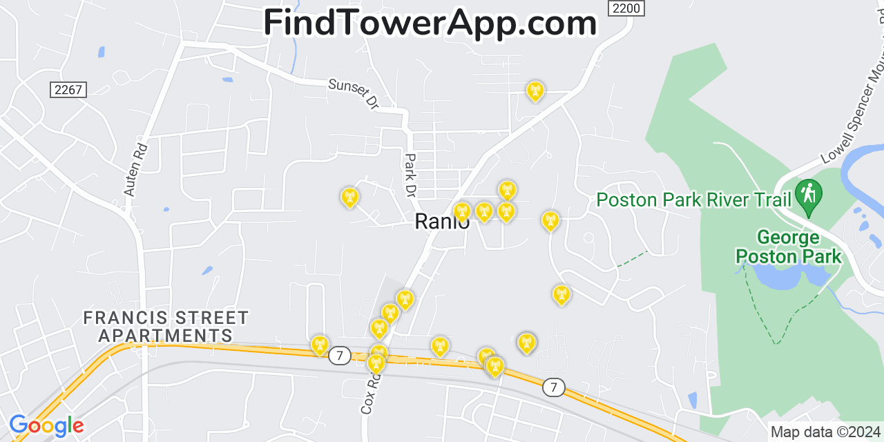 Verizon 4G/5G cell tower coverage map Ranlo, North Carolina