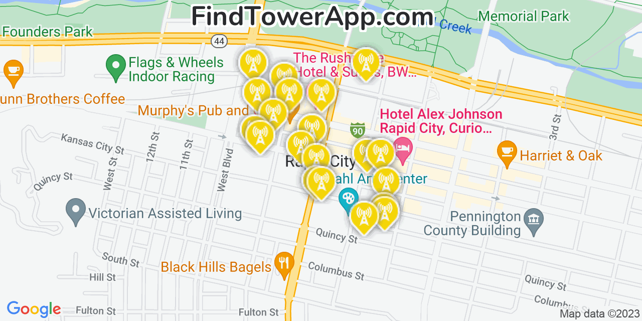 Verizon 4G/5G cell tower coverage map Rapid City, South Dakota