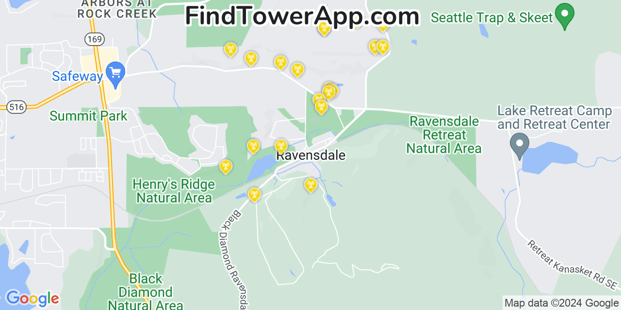 Verizon 4G/5G cell tower coverage map Ravensdale, Washington