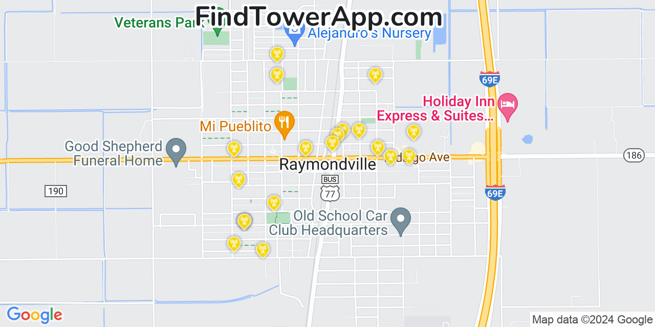 Verizon 4G/5G cell tower coverage map Raymondville, Texas