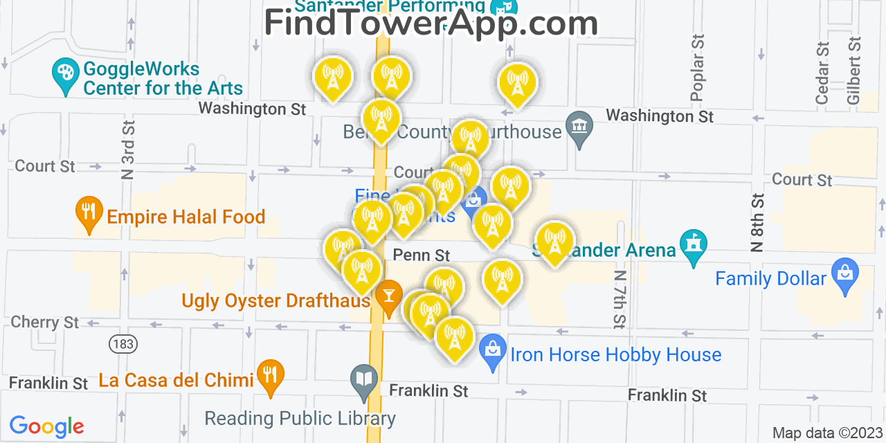 Reading Pennsylvania Cell Tower Coverage Map