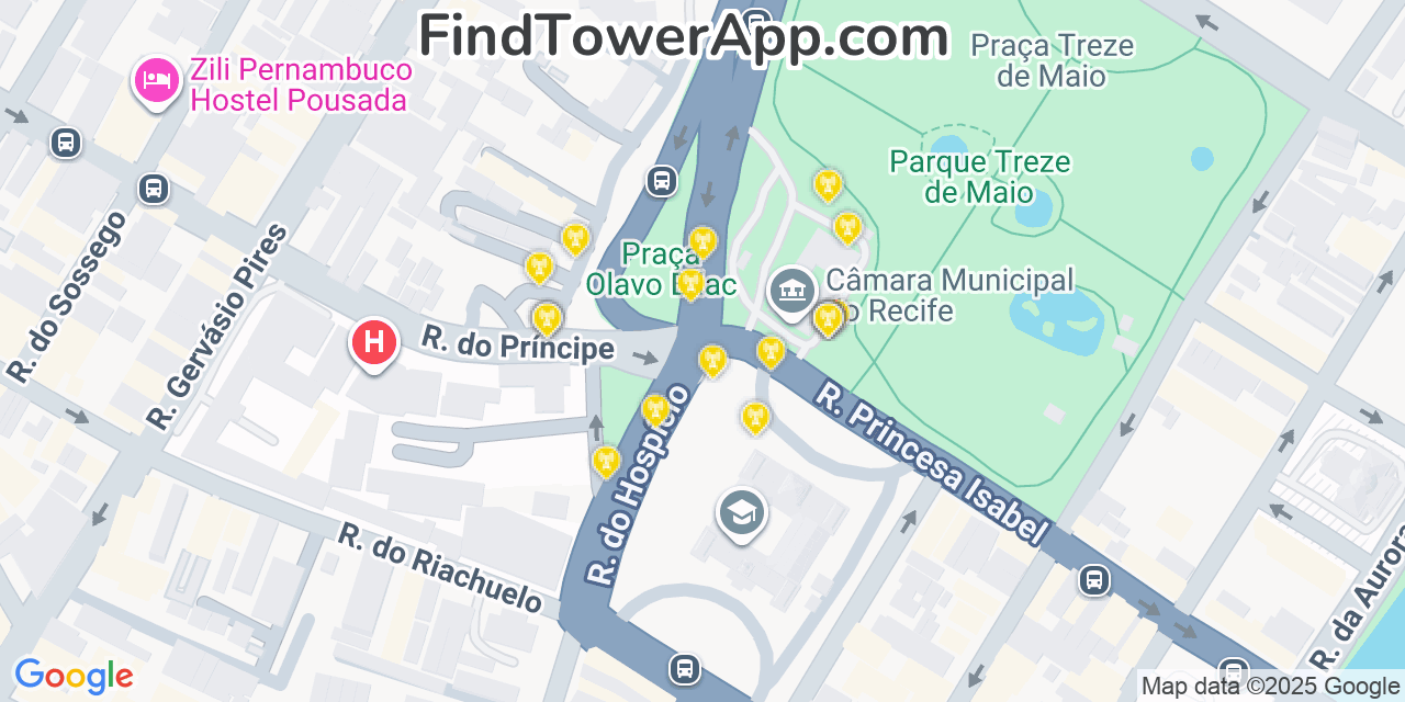 Recife Cell Towers, Brazil - FindTower App Coverage Maps