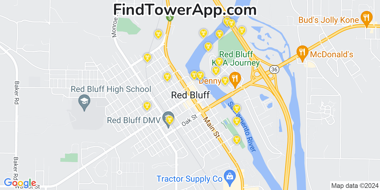 T-Mobile 4G/5G cell tower coverage map Red Bluff, California