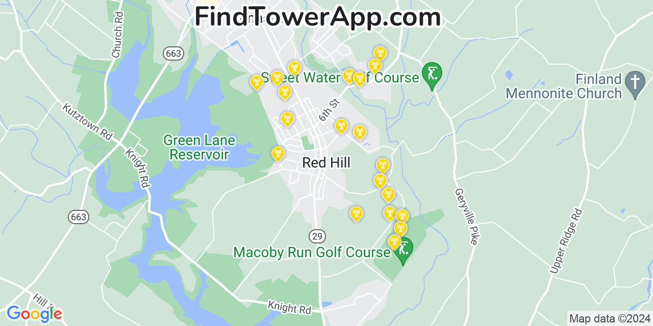 Verizon 4G/5G cell tower coverage map Red Hill, Pennsylvania