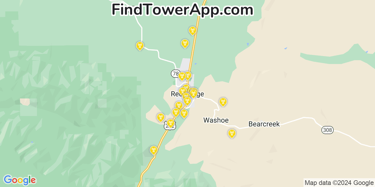 AT&T 4G/5G cell tower coverage map Red Lodge, Montana