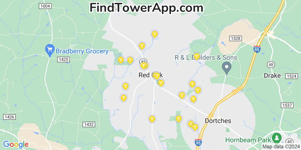 Verizon 4G/5G cell tower coverage map Red Oak, North Carolina