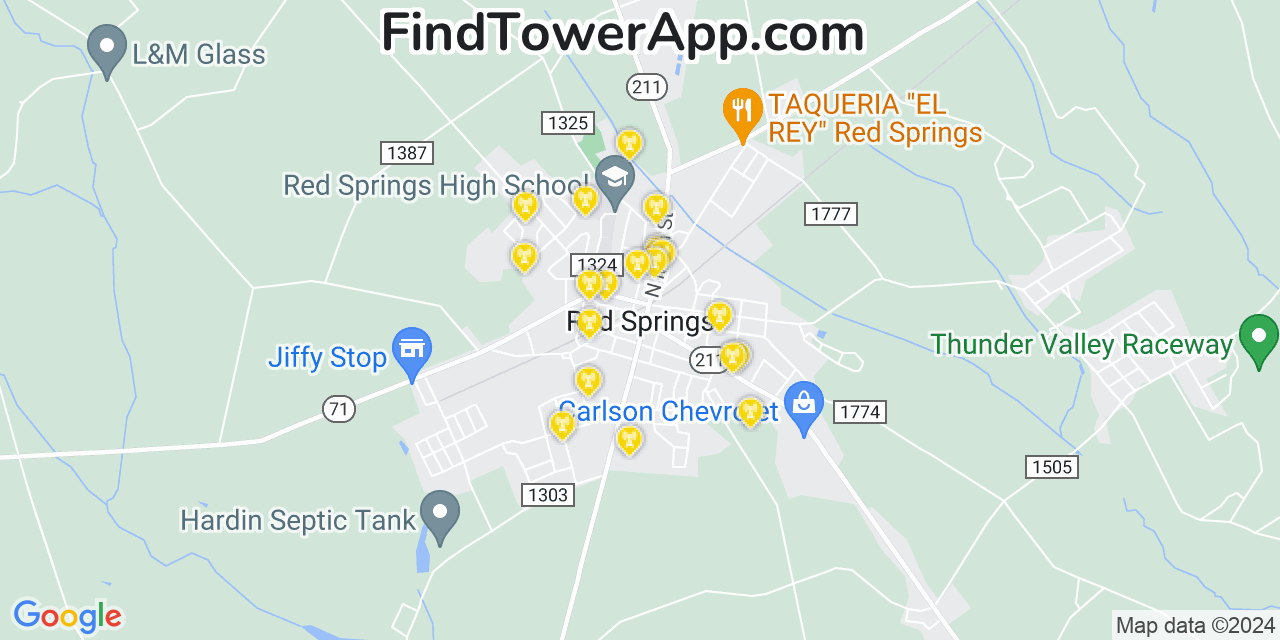 Verizon 4G/5G cell tower coverage map Red Springs, North Carolina