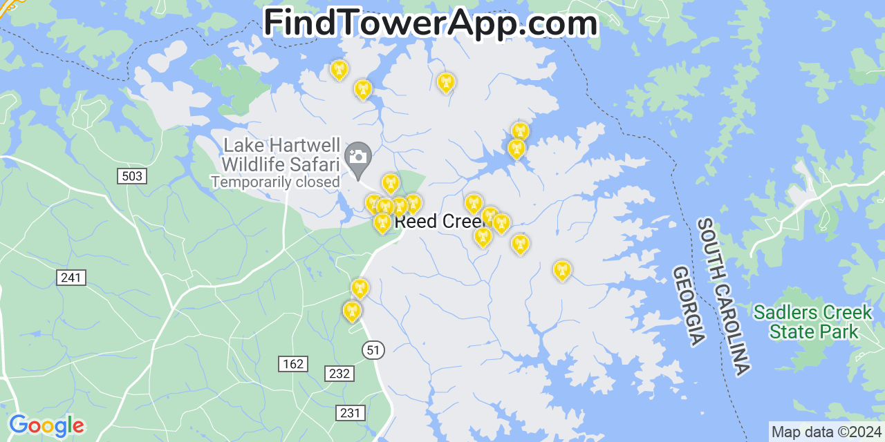 T-Mobile 4G/5G cell tower coverage map Reed Creek, Georgia