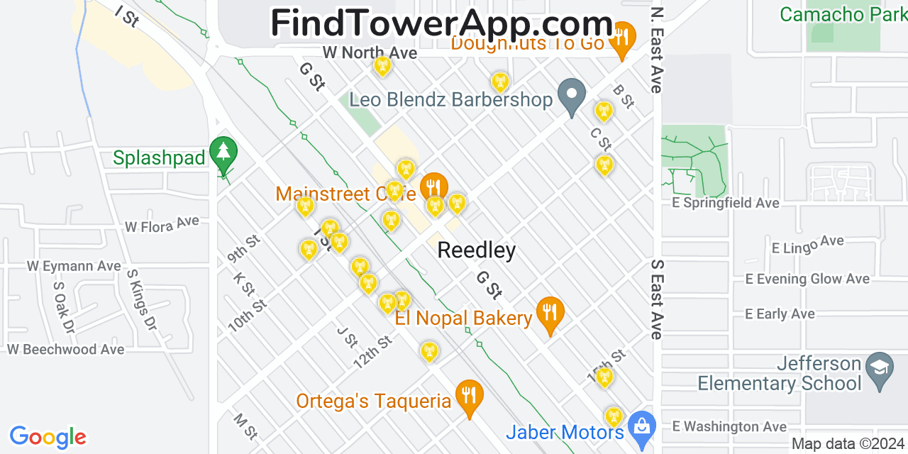 AT&T 4G/5G cell tower coverage map Reedley, California