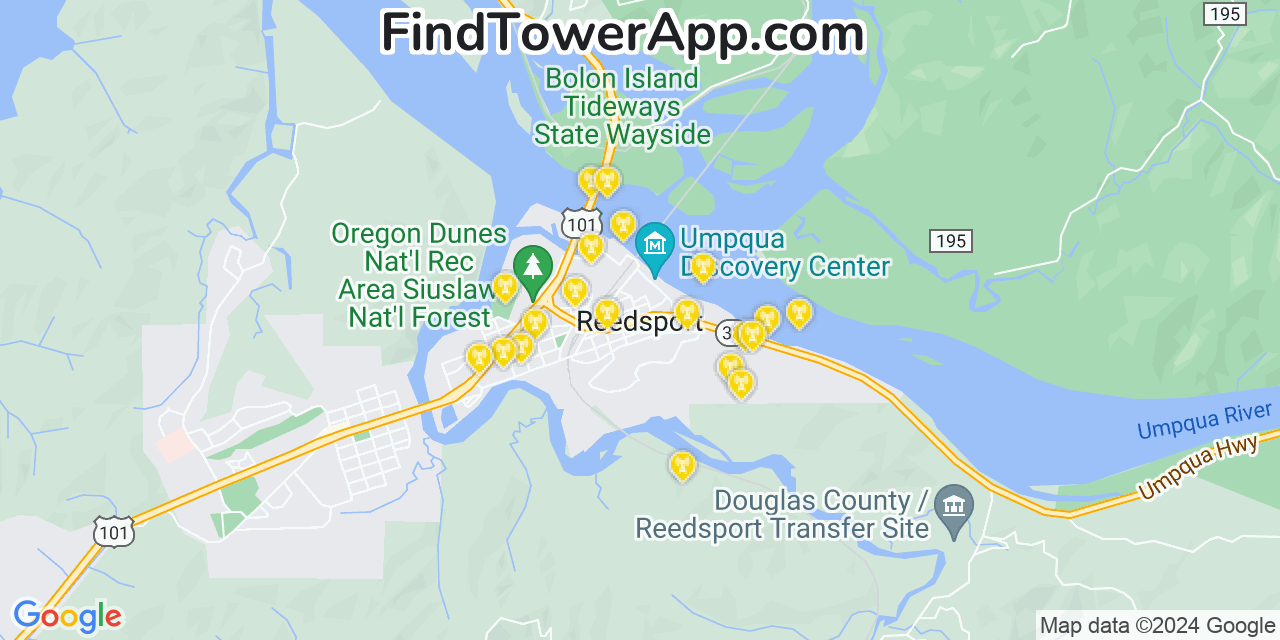 T-Mobile 4G/5G cell tower coverage map Reedsport, Oregon