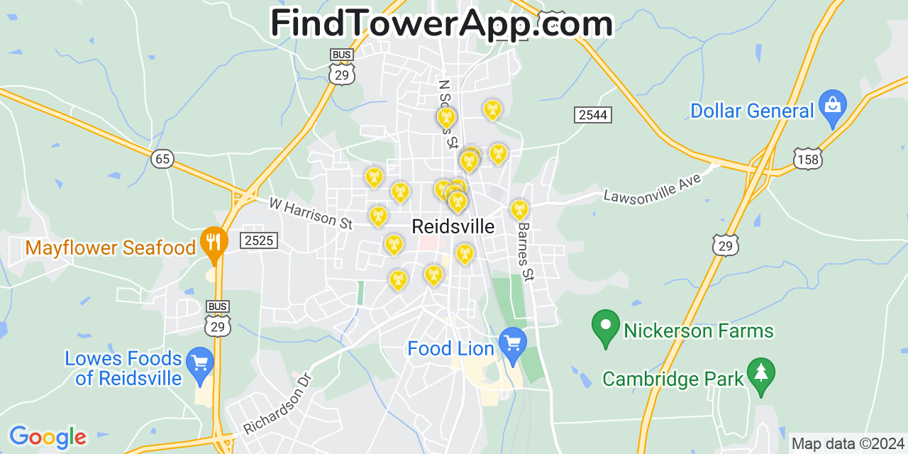 AT&T 4G/5G cell tower coverage map Reidsville, North Carolina