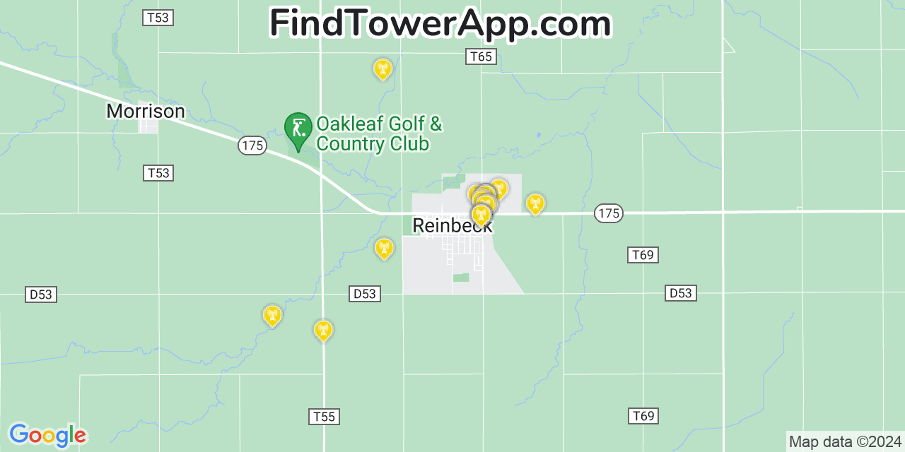 AT&T 4G/5G cell tower coverage map Reinbeck, Iowa