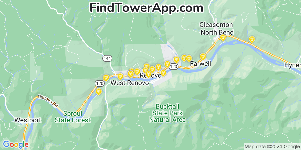 T-Mobile 4G/5G cell tower coverage map Renovo, Pennsylvania