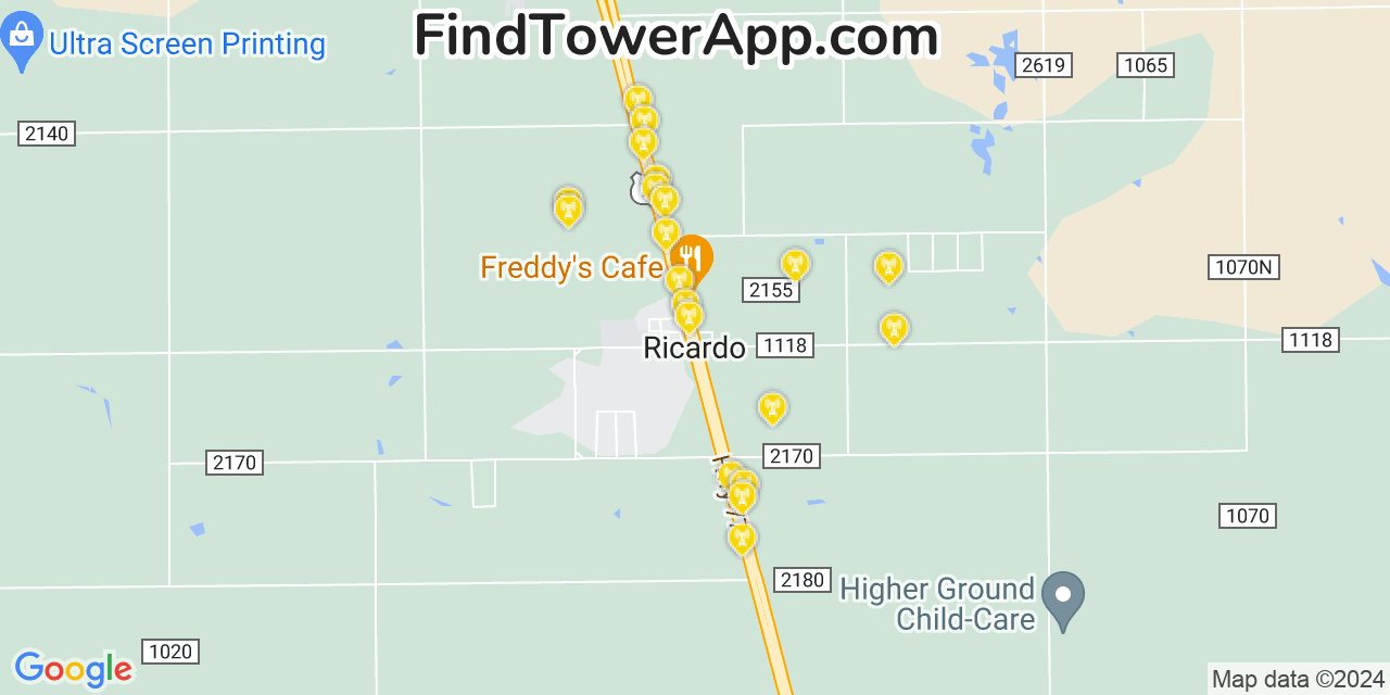 Verizon 4G/5G cell tower coverage map Ricardo, Texas