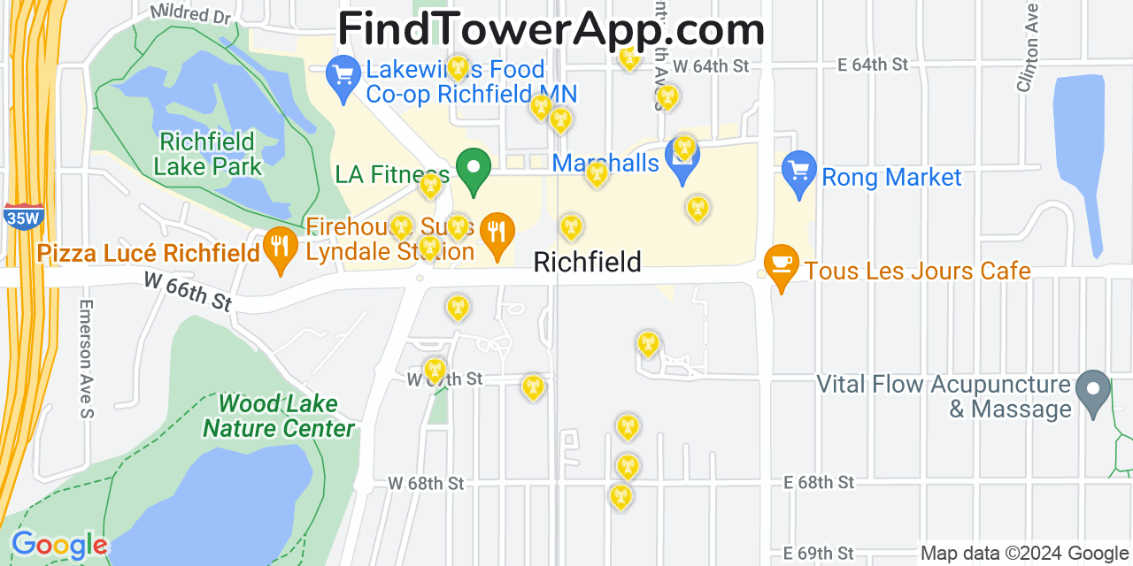 AT&T 4G/5G cell tower coverage map Richfield, Minnesota