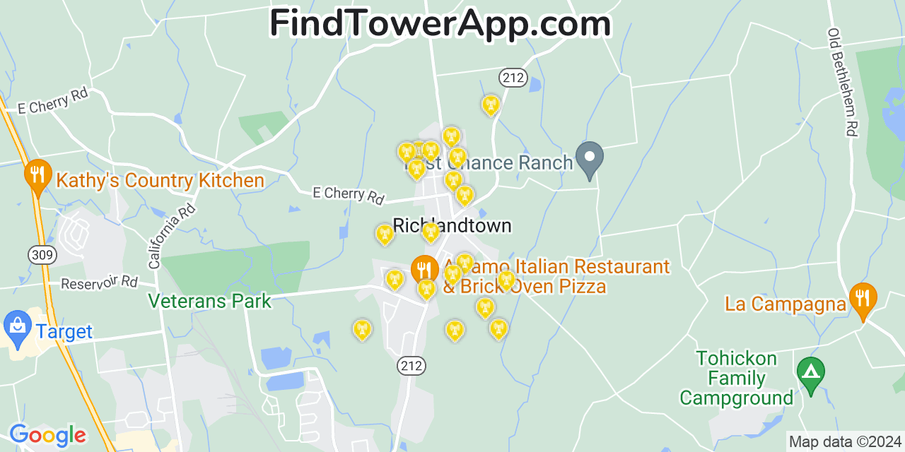 Verizon 4G/5G cell tower coverage map Richlandtown, Pennsylvania