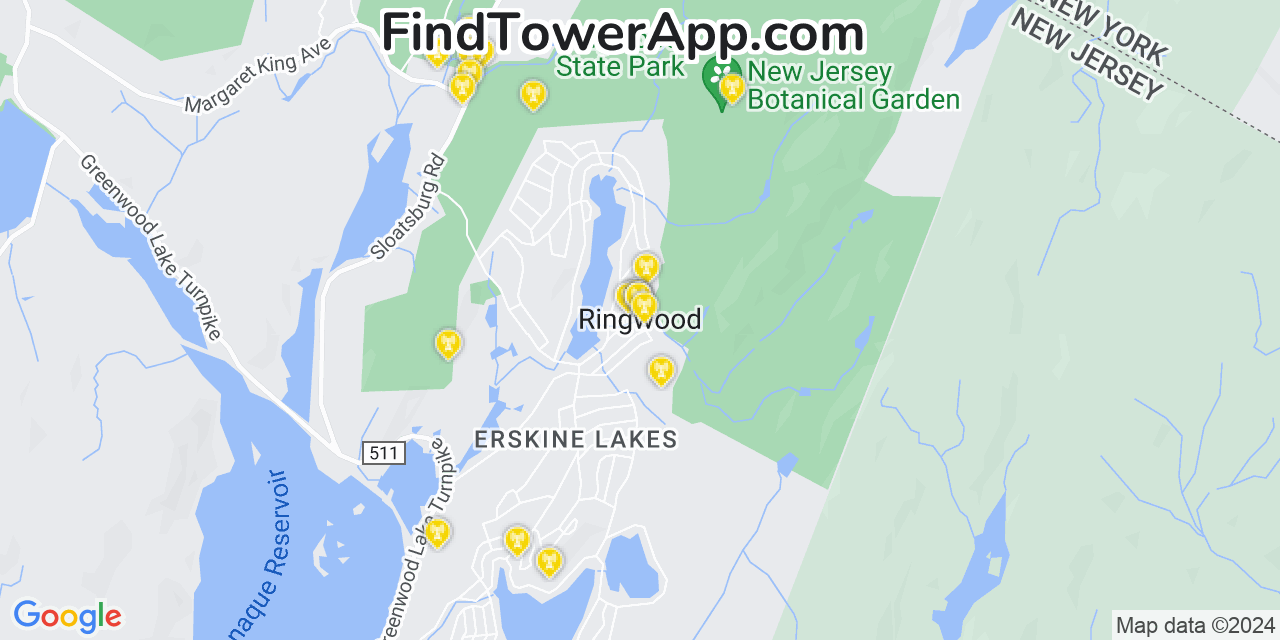 AT&T 4G/5G cell tower coverage map Ringwood, New Jersey