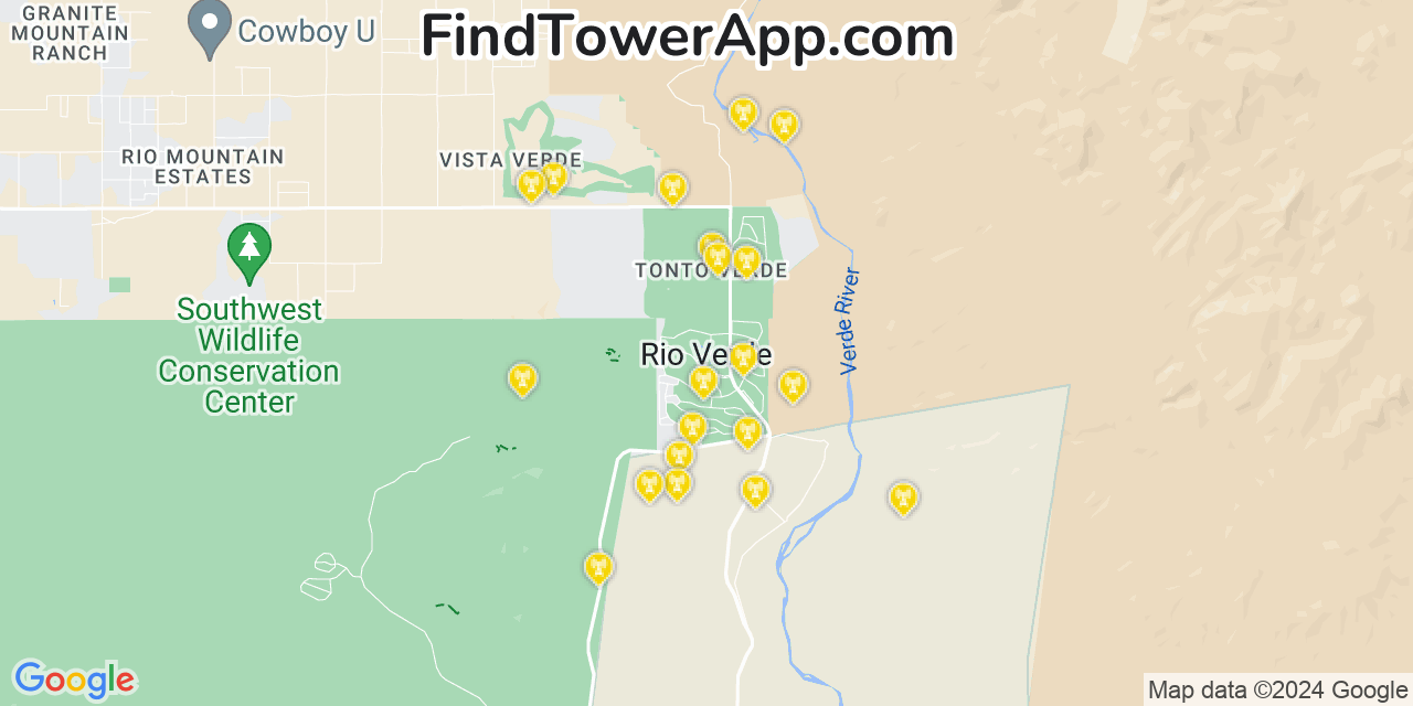 AT&T 4G/5G cell tower coverage map Rio Verde, Arizona