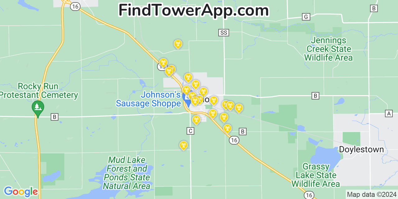 AT&T 4G/5G cell tower coverage map Rio, Wisconsin