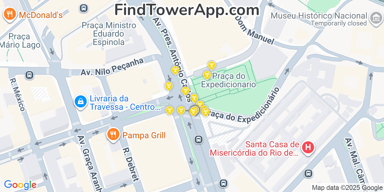 Rio-de-Janeiro Cell Towers, Brazil - FindTower App Coverage Maps