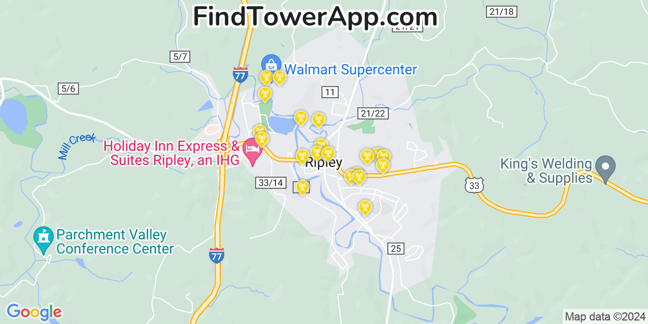 T-Mobile 4G/5G cell tower coverage map Ripley, West Virginia