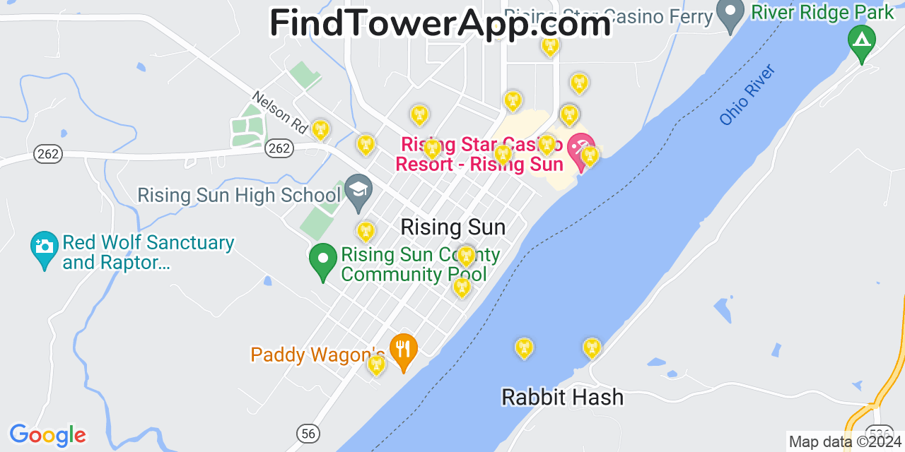 T-Mobile 4G/5G cell tower coverage map Rising Sun, Indiana