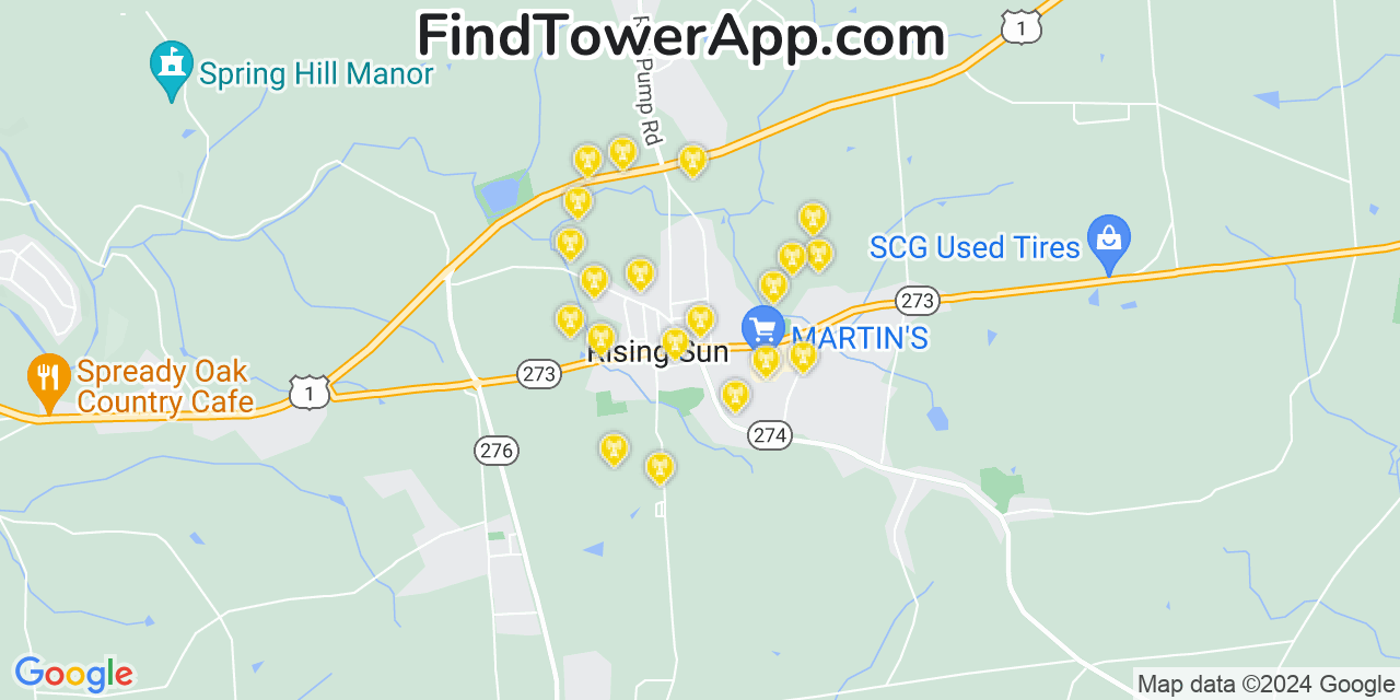 T-Mobile 4G/5G cell tower coverage map Rising Sun, Maryland