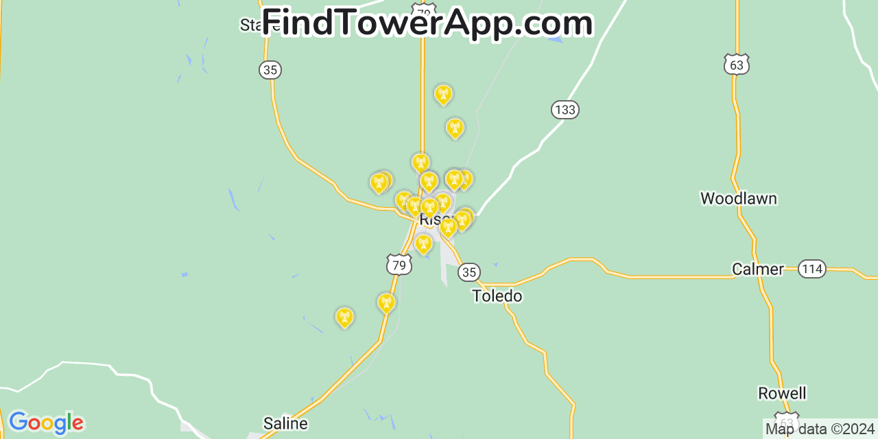 AT&T 4G/5G cell tower coverage map Rison, Arkansas