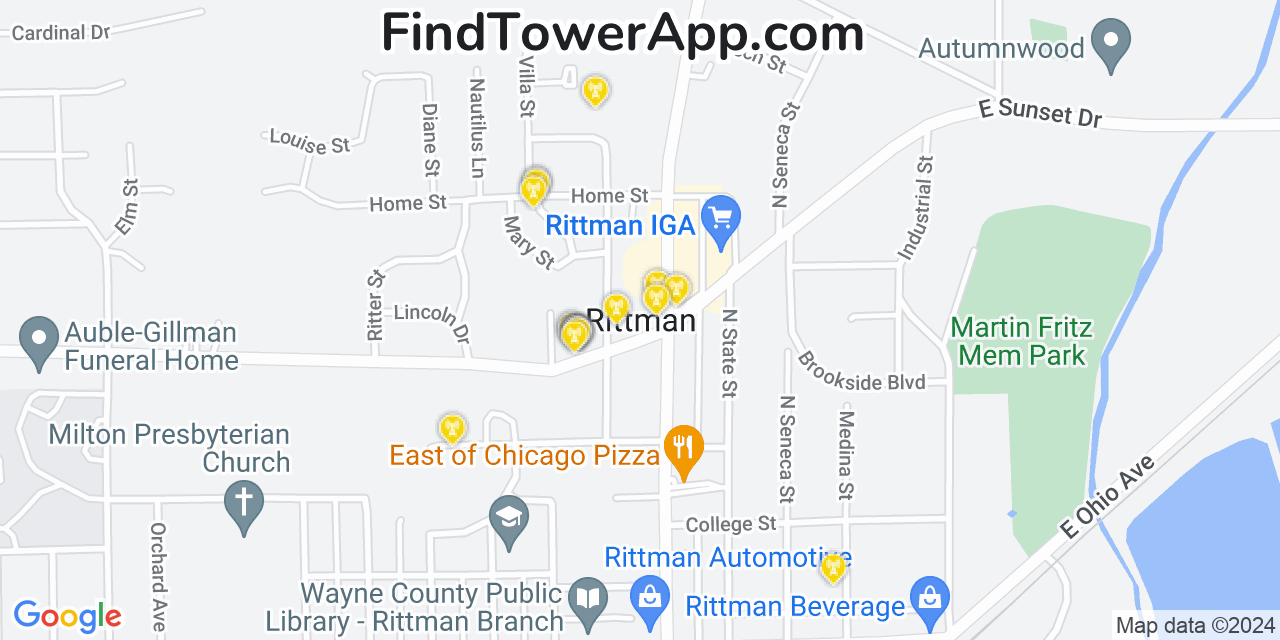 T-Mobile 4G/5G cell tower coverage map Rittman, Ohio