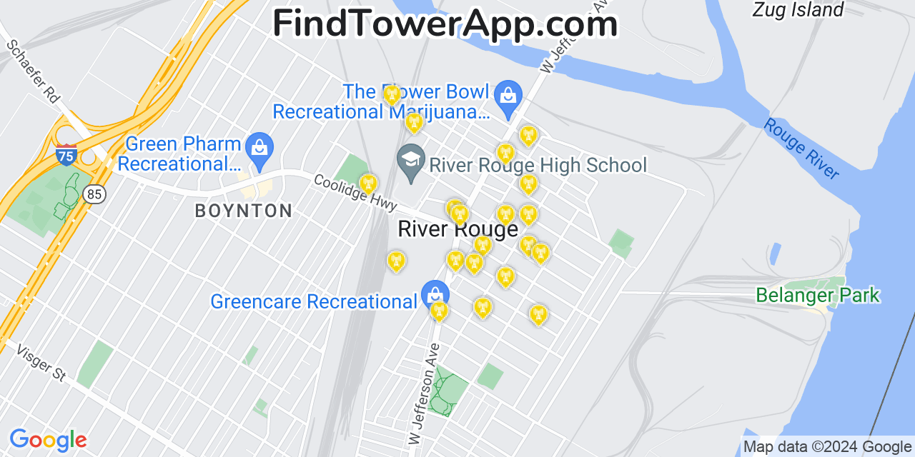 T-Mobile 4G/5G cell tower coverage map River Rouge, Michigan