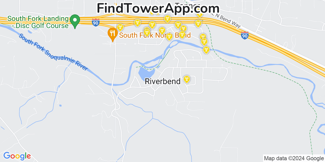 AT&T 4G/5G cell tower coverage map Riverbend, Washington