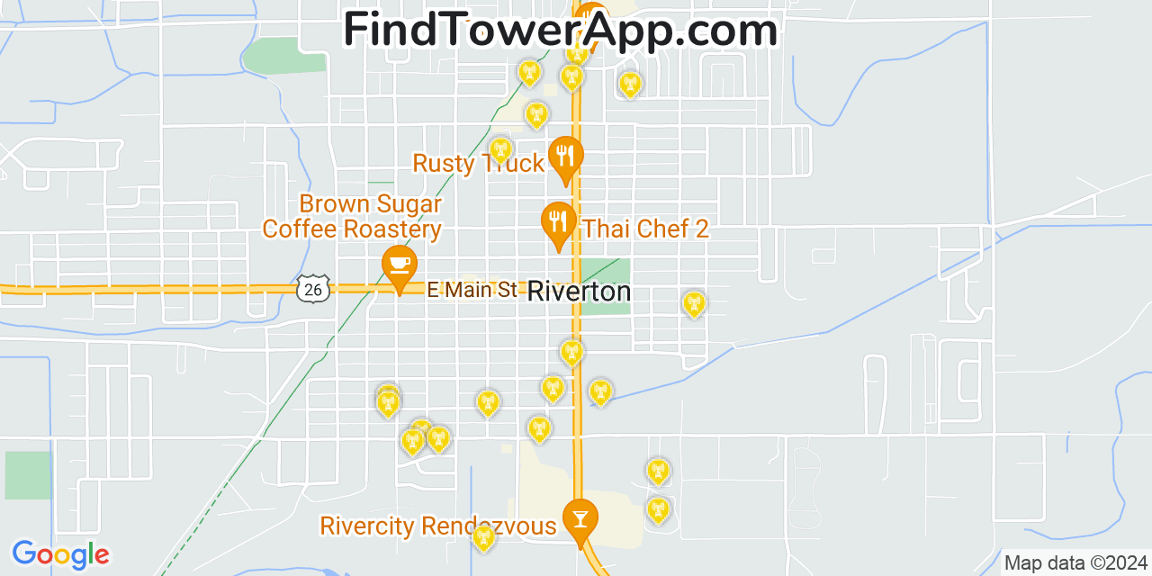 Verizon 4G/5G cell tower coverage map Riverton, Wyoming