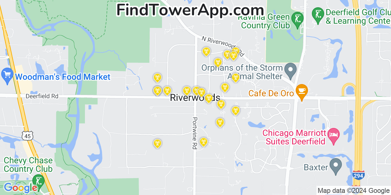 T-Mobile 4G/5G cell tower coverage map Riverwoods, Illinois