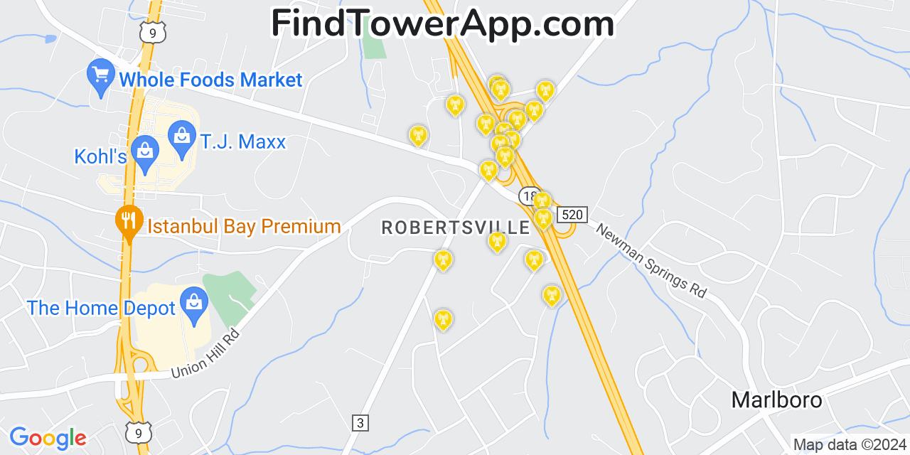 T-Mobile 4G/5G cell tower coverage map Robertsville, New Jersey