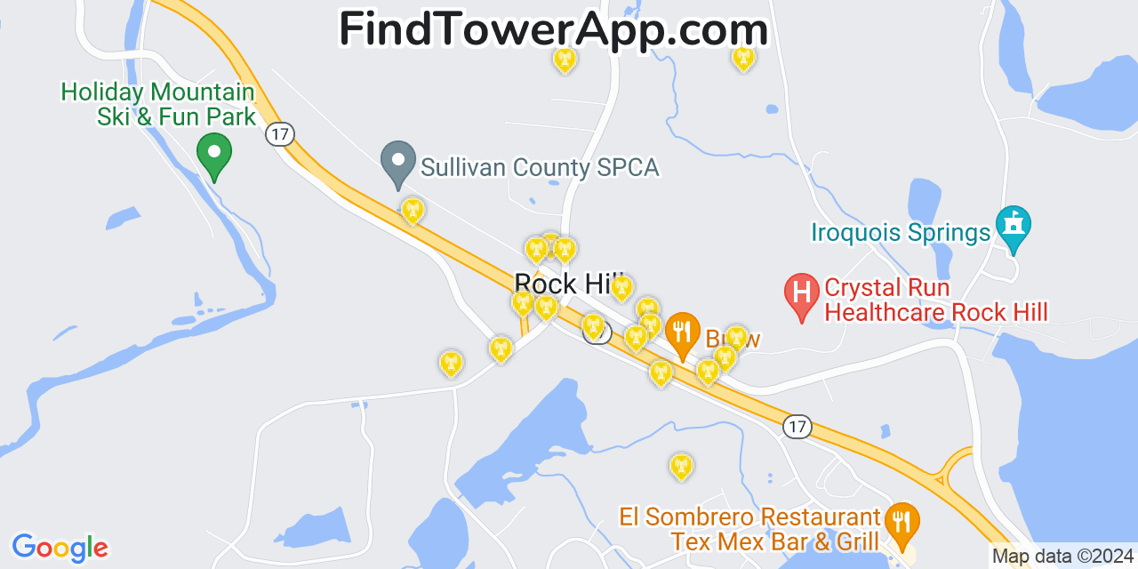 AT&T 4G/5G cell tower coverage map Rock Hill, New York