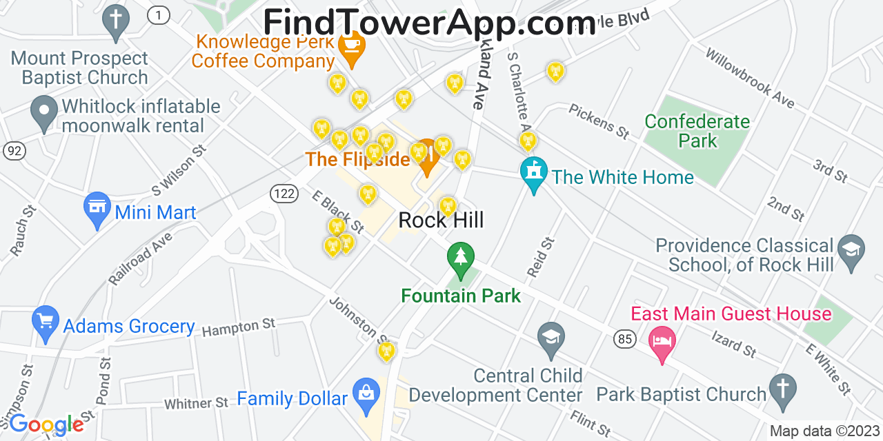 T-Mobile 4G/5G cell tower coverage map Rock Hill, South Carolina