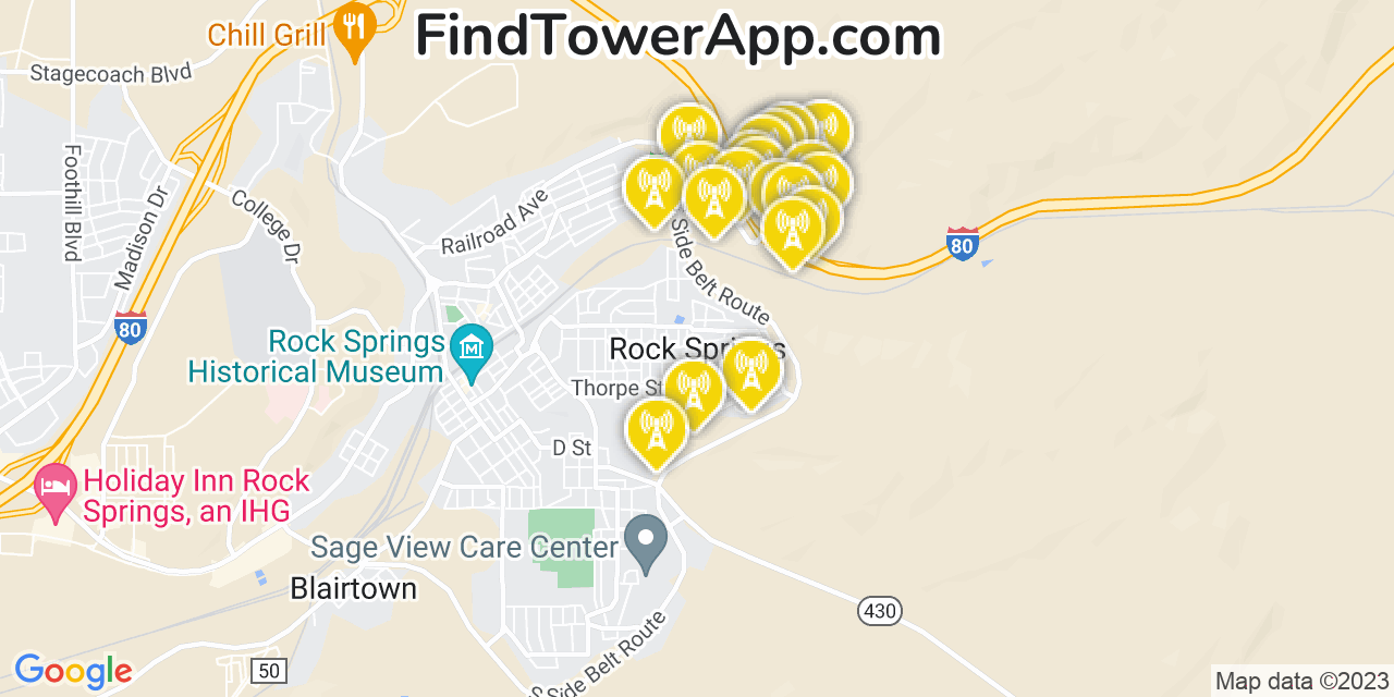 Verizon 4G/5G cell tower coverage map Rock Springs, Wyoming