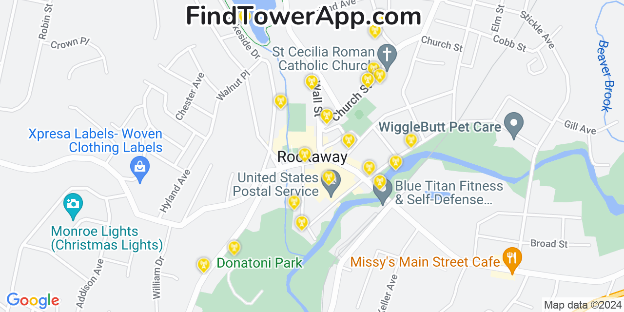 AT&T 4G/5G cell tower coverage map Rockaway, New Jersey