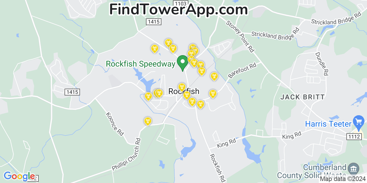 T-Mobile 4G/5G cell tower coverage map Rockfish, North Carolina