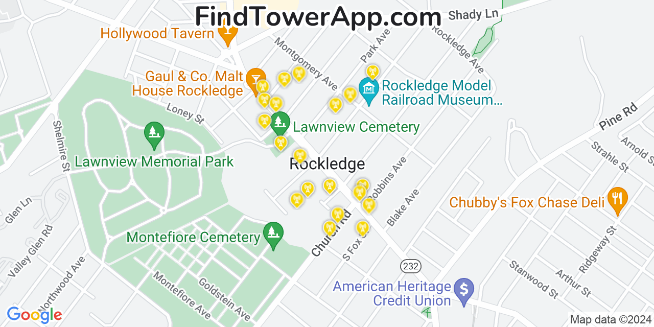 T-Mobile 4G/5G cell tower coverage map Rockledge, Pennsylvania