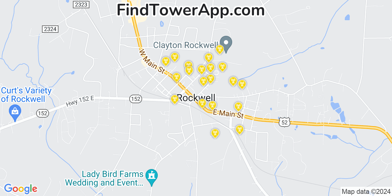 Verizon 4G/5G cell tower coverage map Rockwell, North Carolina