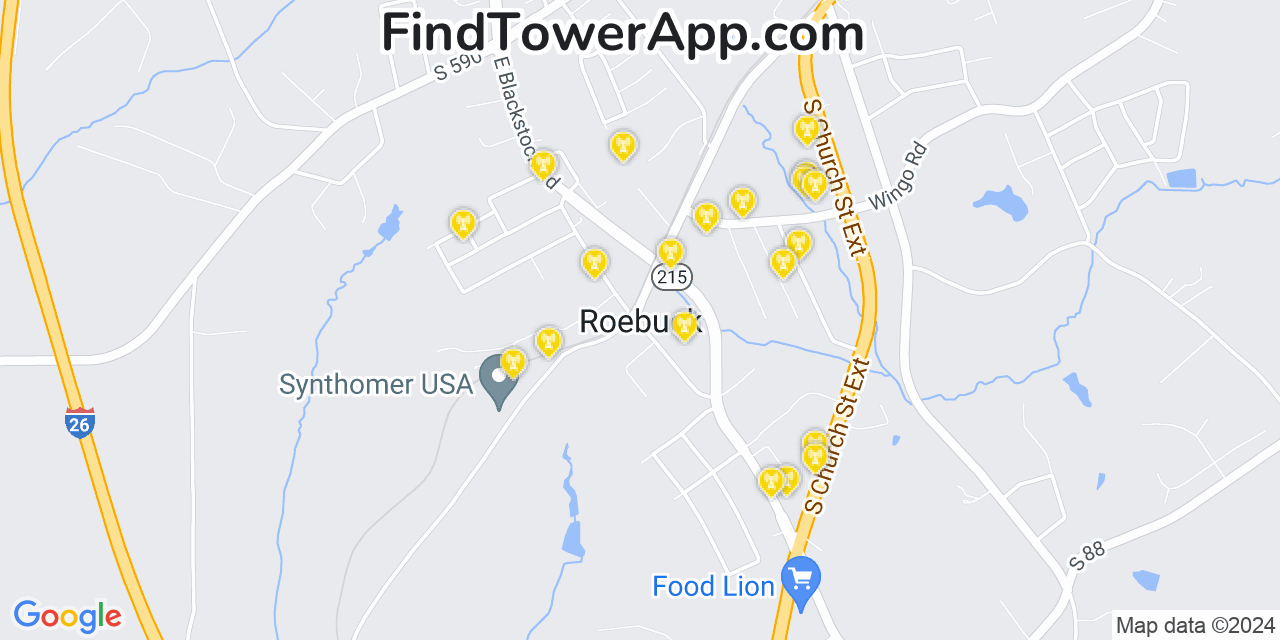 T-Mobile 4G/5G cell tower coverage map Roebuck, South Carolina