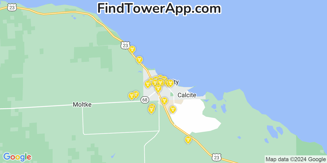 T-Mobile 4G/5G cell tower coverage map Rogers City, Michigan