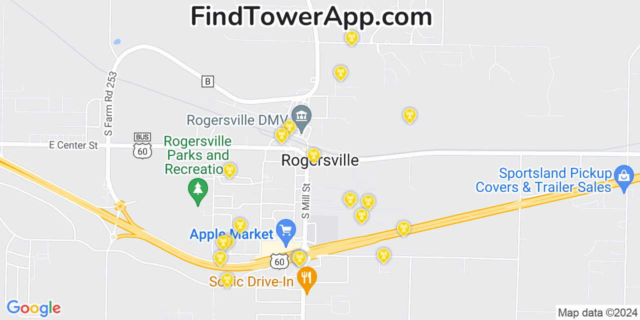 T-Mobile 4G/5G cell tower coverage map Rogersville, Missouri