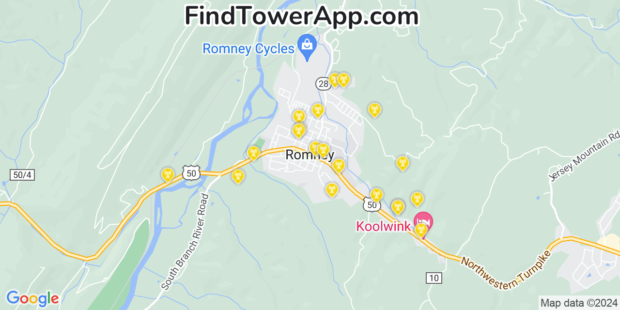 T-Mobile 4G/5G cell tower coverage map Romney, West Virginia