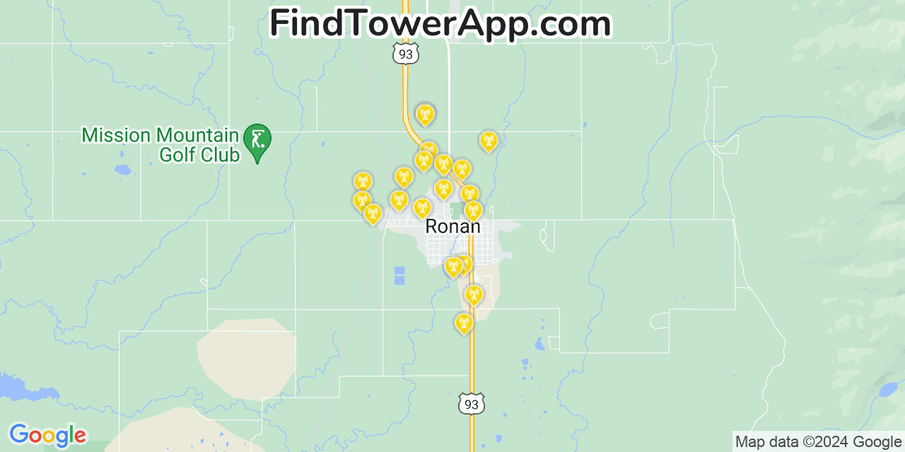 Verizon 4G/5G cell tower coverage map Ronan, Montana