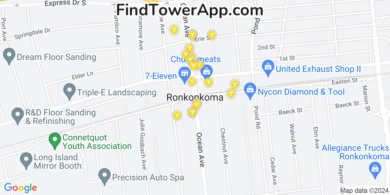 T-Mobile 4G/5G cell tower coverage map Ronkonkoma, New York