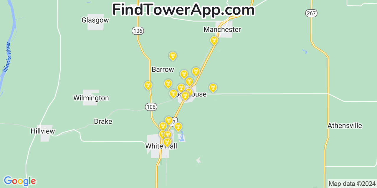 T-Mobile 4G/5G cell tower coverage map Roodhouse, Illinois